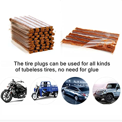Chrov 100pcs Tire Plugs, Rubber Tire Repair Plugs for Tubeless Off-Road Tires Car, ATV, UTV, Wheelbarrow 4" x1/4", Brown