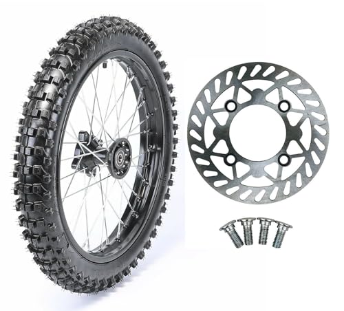 RedCap 70/100-17 + 90/100-14 Wheel Tire Rim and Inner tube with 15mm Bearing Assembly for 110cc 125cc 150cc Dirt Pit Bike Apollo DB27 RFZ XR TaoTao SSR Includes Brake Rotor 428 Sprocket