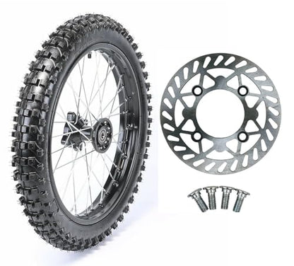RedCap 70/100-17 + 90/100-14 Wheel Tire Rim and Inner tube with 15mm Bearing Assembly for 110cc 125cc 150cc Dirt Pit Bike Apollo DB27 RFZ XR TaoTao SSR Includes Brake Rotor 428 Sprocket