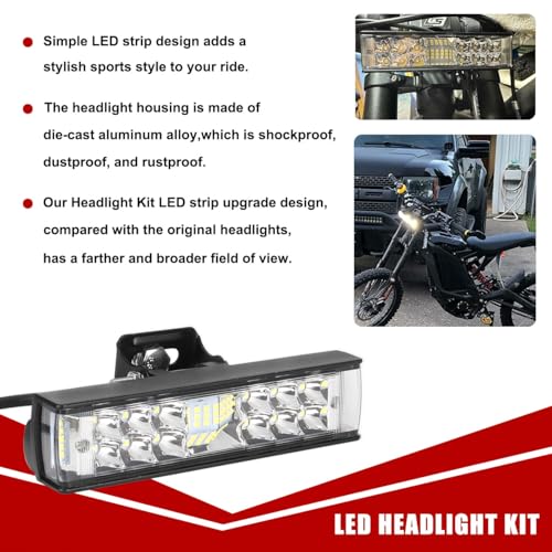 Headlight Light Bar LED for Sur-Ron Surron Light Bee S X Segway X160 X260 for 7/8" Handlebars Motorcycle Electric Dirt Bike Plug and Play Farther and Wider View