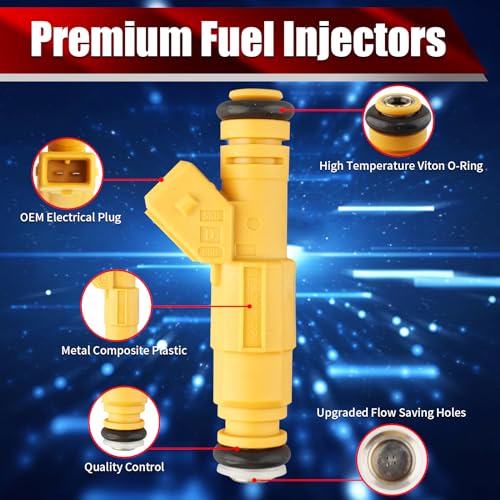 Set of 6 Fuel Injectors 0280155710 FJ583 M02710X6 Replacement - size: 0280155710