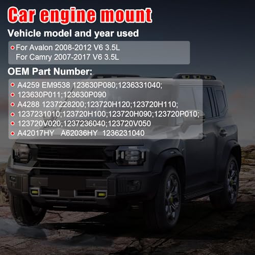 4 PCS Engine Motor Mount Set Compatible with Camry 2007-2011 3.5L - size: Camry 2007-2011