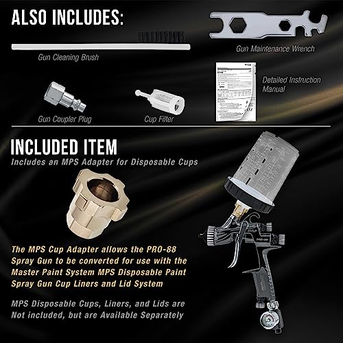 Master Elite Performance PRO-88 HVLP Automotive Spray Paint Gun, 1.3mm Tip - size: 1.3mm