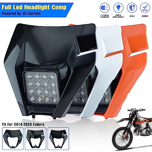 Dirt Bike Headlight,LED Enduro Pit Bike Light Kit Universal For Most Dirt Pit Bike Motorcycle EXC SXF Black - color: Cover TypeB Black