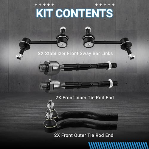 Front End Suspension Kit Compatible With 2007-2014 Ford Edge, 2007-2015 Lincoln MKX Tie Rods Inner and Outer Complete Kit, Tie Rod and Sway Bar - size: For Ford Edge / Lincoln MKX