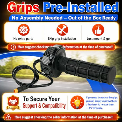 Full Twist Throttle for Macfox, Surron Throttle Grip for HappyRun Qlife - color: Charcoal