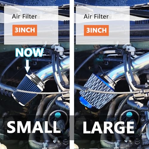 Clamp-On Cold Air Intake Filter, High Performance, Washable Filter, Replacement Air Filter, Flange Diameter 3inch/76mm Blue - color: Blue