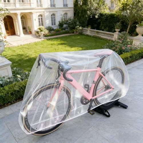 2 Pack Transparent Disposable Bicycle Covers, High Clarity PVC Material, Elastic Closure For Road And Mountain Bikes, Portable Riding Protection Gear - color: 2PCS Transparent