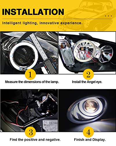 Qasim 1-Pair White 110MM 81SMD COB LED Halo Ring Angel Eyes with lampshade Cover 12V 24V Led DRL Fog Light - size: 110MM-white