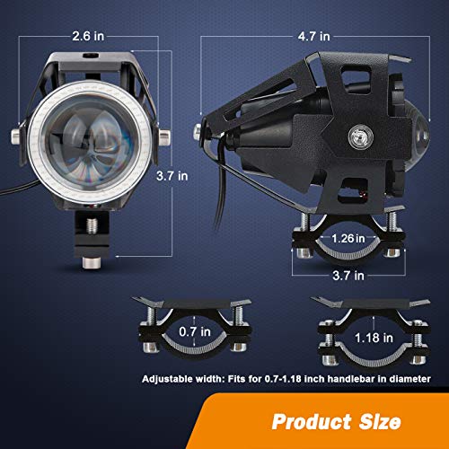Motorcycle LED Fog Lights U7 Spotlight Daytime Running Lights with Green Angel Eyes Halo Ring and Switch 2-Sets - color: green