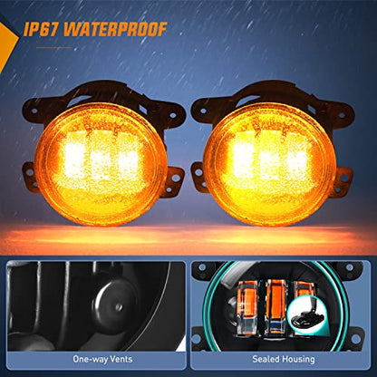 Nilight 4 Inch LED Fog Light Assembly Compatible with 2007-2018 Wrangler JK - color: JK Fog Light Amber 2Pcs