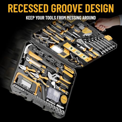 GRENPRO 239PCS Tool Set Tool Box Multi Car Mechanic Tool Kit for Home - style: Yellow Hand Tool Set 239PC