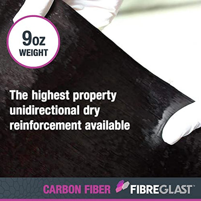 Fibre Glast Carbon Unidirectional Cloth – High-Strength Lightweight Graphite to Reinforce Boat Hulls, Bikes, Hockey Sticks, Auto Repair – Epoxy Resin Compatible, Black, 8-10 Oz, 3 Yards – Made in USA - size: 3 Yard
