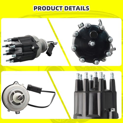 Ignition Distributor w/Cap & Rotor and 8 Iridium Spark Plugs with Wire Set Tune Up Kit 4740339AB 84-3801 Compatible with Dodge B1500 B2500 B3500 1998 Dakota Durango Ram 1500 2500 3500 Van - size: 84-3801