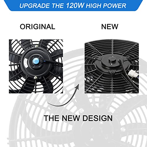 14 Inch Universal Radiator Fan High Performance Push/Pull 12V with Fan Mounting Kit Black - style: 14" Curved