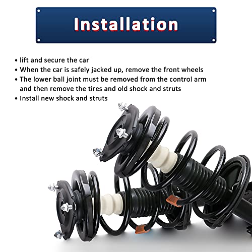 MOSTPLUS Pair Front Complete Strut Assembly 373044 Compatible with 2010-2012 Hyundai Santa Fe Coil Spring Shock Absorbers - style: 2010-2012 Santa Fe