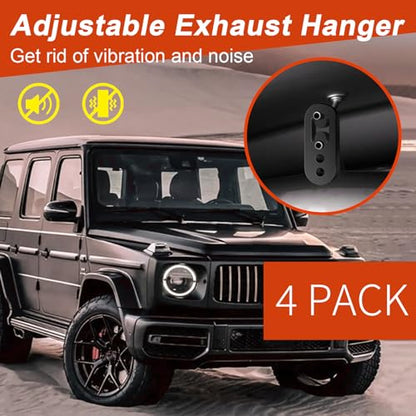 Rubber Exhaust Hanger 4 Pack, 4 Holes Adjustable Muffler Hanger, Universal Muffler Exhaust System, Insulator Bushing Mount, Weather-Proof High Density Tail Pipe Hanger