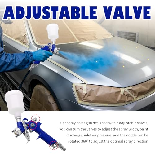 HVLP Spray Gun with 0.8mm Nozzle,Mini Gravity Feed Spray Paint Gun with Adjustable Valve,125cc Paint Cup,Professional Mini Paints Sprayer for Car Paints,Primer,Wall Painting