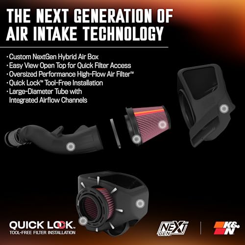 K&N NextGen Cold Air Intake System: High-Flow Cotton Filter: Compatible with 2016-2025 Dodge/Jeep: Durango, Grand Cherokee, Grand Cherokee WK, 50-1572 - style: NextGen