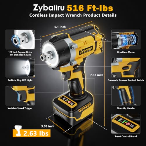 516 Ft-lbs 3-In-1 Cordless Impact Wrench, Drill & Screwdriver