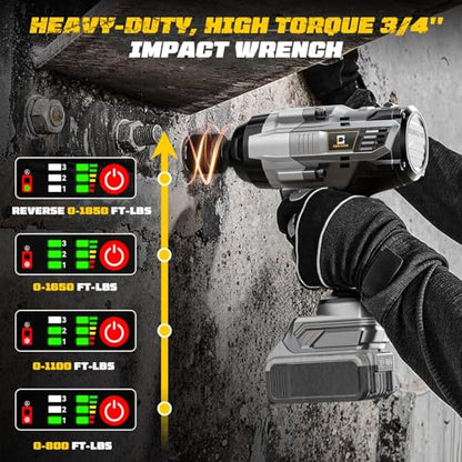 Cordless Impact Wrench 3/4 inch compatible with Dewalt 20V Battery, Cerycose1850ft-lbs (2500N.m) Brushless Electric Impact Gun, High Torque Impact Driver, Bare Tool Only, Heavy-Duty Automotive - size: 3/4inch, style: 3/4 inch Fit for DeWalt(No battery)