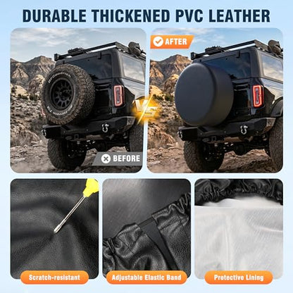 Moonet PVC Leather Spare Tire Wheel Cover Universal fit for Diameter 24-26" - size: M for Tire Diameter 24-26 inch