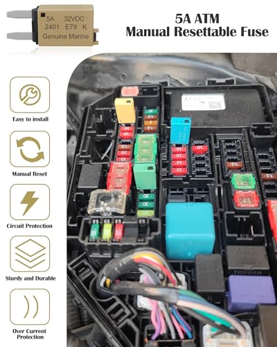 5A Low Profile Mini Fuse Kit– Automotive 5A ATM Manual Reset Circuit Breaker Fuses for Boat, RV, Car, Truck, DC 12V/32V 5 Amp Manual Resettable Blade Assortment Kit with Resettable Fuses - style: Manual-E79-05A