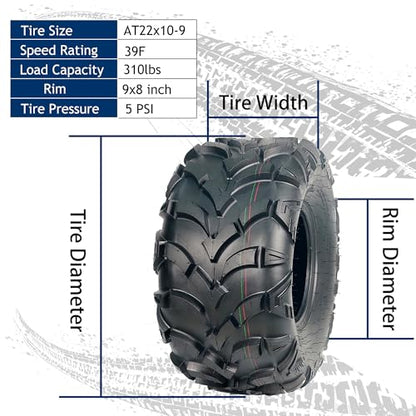 Garvee Pack of 2 ATV UTV Tires 22x10-9 Tubeless - size: AT22X10-9, style: Pattern D