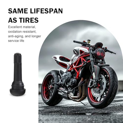 Qurbun 5 PCS TR414 Tire Valve Stems, Rubber Snap-in Short Tubeless Tire Valve Stem, Air-Tight Seal Valve Stem Replacement Kit, Fit for 0.453 inch Rim Holes on Standard Vehicle Tires (Black) - size: 5 PCS # TR414