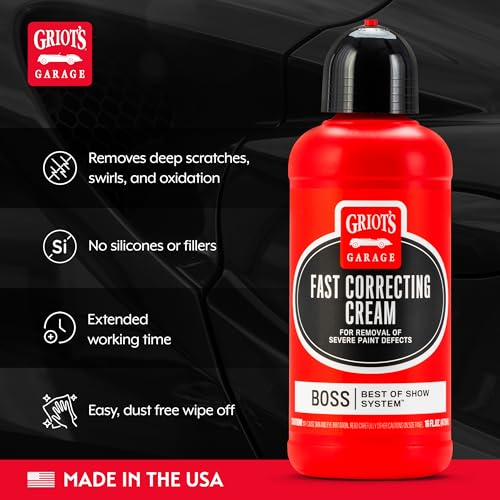 Griot's Garage BOSS Fast Correcting Cream for Car Polishing and Detailing, Swirl, Scratch Remover for Vehicles, 16oz - size: 16oz