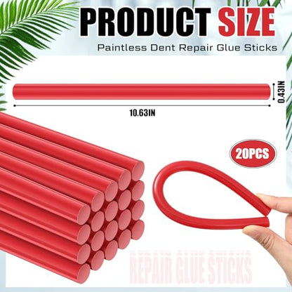CroBlissful 20 Pcs PDR Glue Sticks Hot Melt for Dent Repair,Red - color: Red