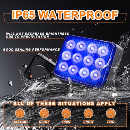 2PCS Magnetic Blue Beacon Strobe Lights for Truck Vehicle Trailer - color: Blue