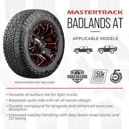 Mastertrack BADLANDS AT All Terrain LT235/85R16 10 Ply E 120S SUV Light Truck Tire + Road Hazard Warranty Included - 235/85/16(Tire Only) - size: LT235/85R16