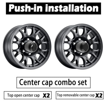 4Pcs 4.25" OD Open ＆ Removable Top Bundle Trailer Wheel Center Caps - size: 4.25" OD