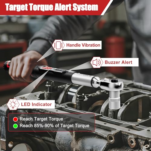 VANPO Digital Torque Wrench, 3/8", 5–99.6 ft-lb, Long Handle - size: 3/8-Inch -03