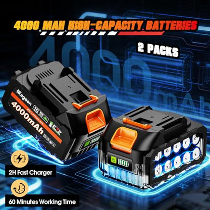 Cordless Impact Wrench 700 FT-LBS(950N.m) 1/2 Impact Gun High Torque Electric Impact Driver Cordless Impact Wrench with 21V 2x4.0Ah Battery 6 Sockets&Case for Home Car Tire Lug Nut Removal Tool