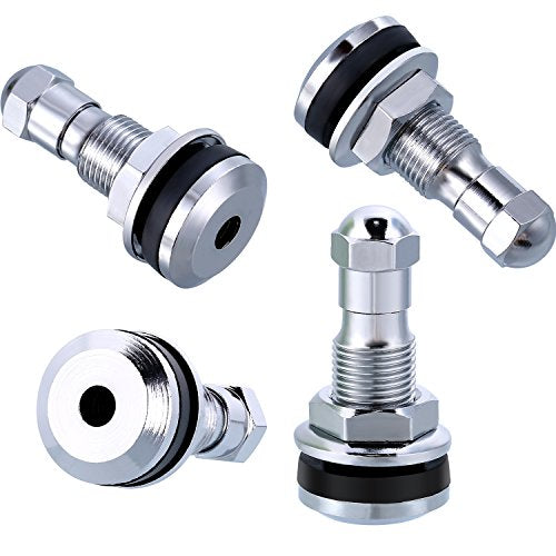 TecUnite 4 Pack Metal Valve Stem Tr-416-s 1" Fit 0.453 & 0.625 in Rim Holes