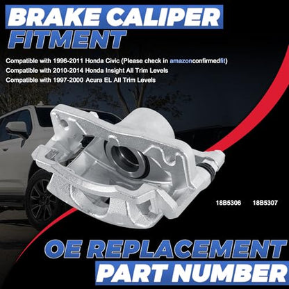 19B1832 19B1833 Front Disc Brake Calipers Compatible with 1996-2011 Civic - size: Front 19B1832+19B1833