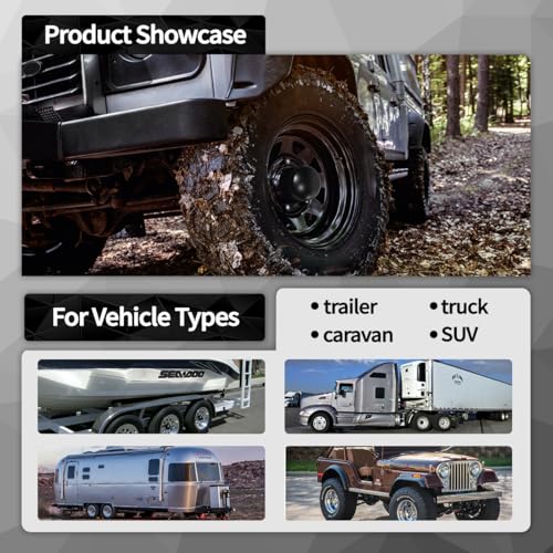2Pcs 4.9" OD 4.8" H Domed Style Trailer Wheel Center Caps for Rim - color: Matt Black, size: 4.9" OD 4.8" H