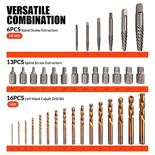 35 Pcs Screw Extractor Set,Left Hand Drill Bits Set Screw Extractor Kit - size: 35 PCS