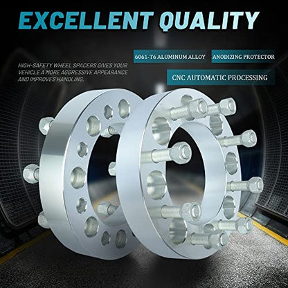 IRONTEK 8x165mm Wheel Spacers M14x1.5 Studs Compatible for Chevrolet GMC Nissan Silverado 1500 2500 3500 Sierra 1500 HD 2500 3500 Yukon XL 2500 (1.5in, 130mm Hub Bore) 8x6.5 Spacers Adapter - size: 1.5"|8x165|2PCS
