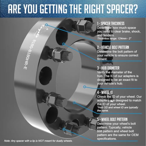 Wheel Accessories Parts 2 Pcs Wheel Spacers Adapters 8 on 180mm 2.00 Inch Thick 124.1mm Hub M14x1.5 14x1.5 Thread Stud Fits Chevy Silverado GMC Sierra 2500 3500 Single Rear Wheel (SRW) - size: No Lip, style: 2.00" Alum (2 Pack)
