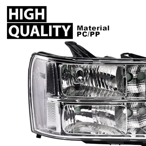 G-PLUS Headlights Assembly, Fit 2007-2013 GMC Sierra 1500/2007 2008 2009 2010 2011 2012 2013 2014 GMC Sierra 2500 HD/3500HD Headlamps,Clear Lens Chrome Housing Clear Reflector,faros delanteros - size: [Clear] 2007-2013 Sierra