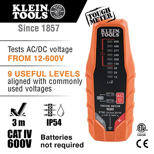 Klein Tools ET60 Voltage Tester, Tests AC / DC and Low Voltage, No Batteries Needed - style: AC/DC Voltage