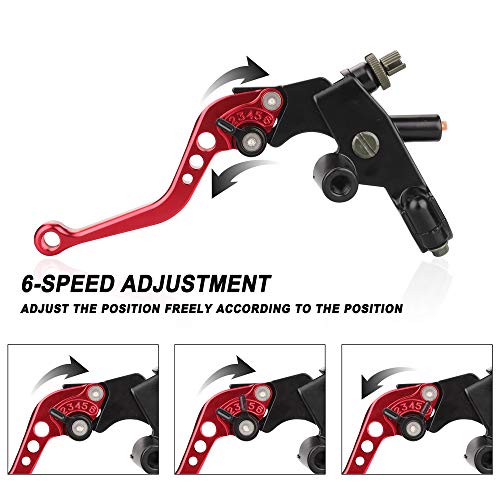 Universal 7/8" 22mm Motorcycle Brake Clutch Lever Master Cylinder Reservoir - color: Red