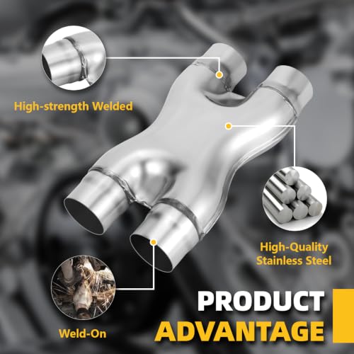 A-KARCK X Pipe 2.25 Inch, Universal Dual 2.25" Inlet/Outlet, 12" Overall Length Stainless Steel Crossover X-Pipe, Polished Surface and Weld-On Design, Universal for Car Truck - size: 2.25 Inch, style: X Pipe-B
