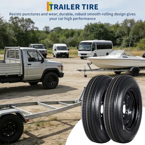 Garvee 2-Pack 5.30-12 5.30x12 530-12 Trailer Tires with 12" Rims, 5 Lug on 4.5" Bolt Pattern, 6PR Load Range C, Heavy Duty 5.30x12 5.3-12 Tires for Utility, Boat, Camper, Cargo Trailers - size: 5.30-12