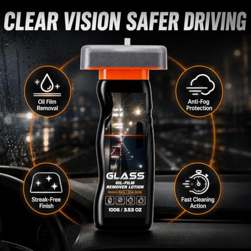 Oil Film Remover for Car Windshield, Automotive Glass Cleaner for Windows