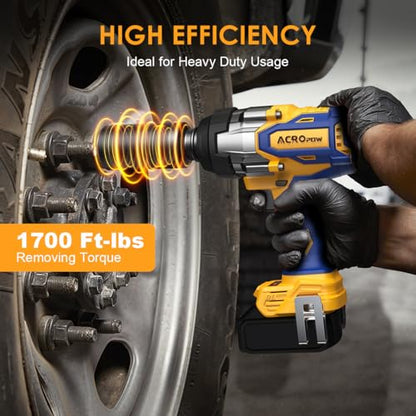 ACROPOW Cordless Impact Wrench 1/2" for Dewalt 20V Battery - size: 1700 FT-LBS
