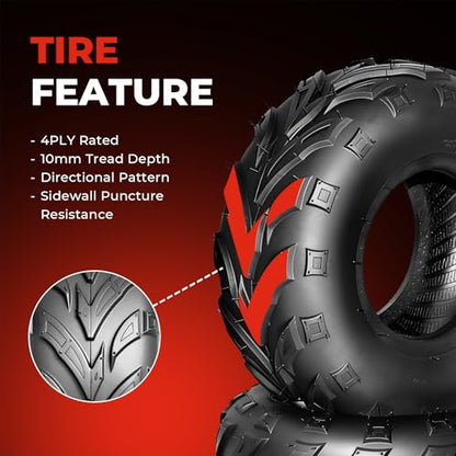 ATV Tires 16x8-7,4 PR Mini Bike Tires,Tubeless,Pair of 2 - size: 16x8-7